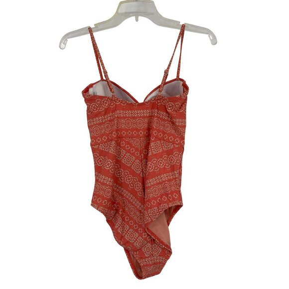 Robin Piccone Ava swimsuit Plunge Neck Tie-Front 1 pc Orange womens size 8 new - Picture 3 of 6